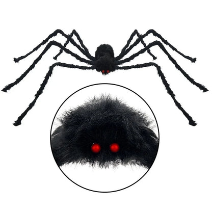 Giant Black Plush Spider Halloween Decoration (Various Sizes)