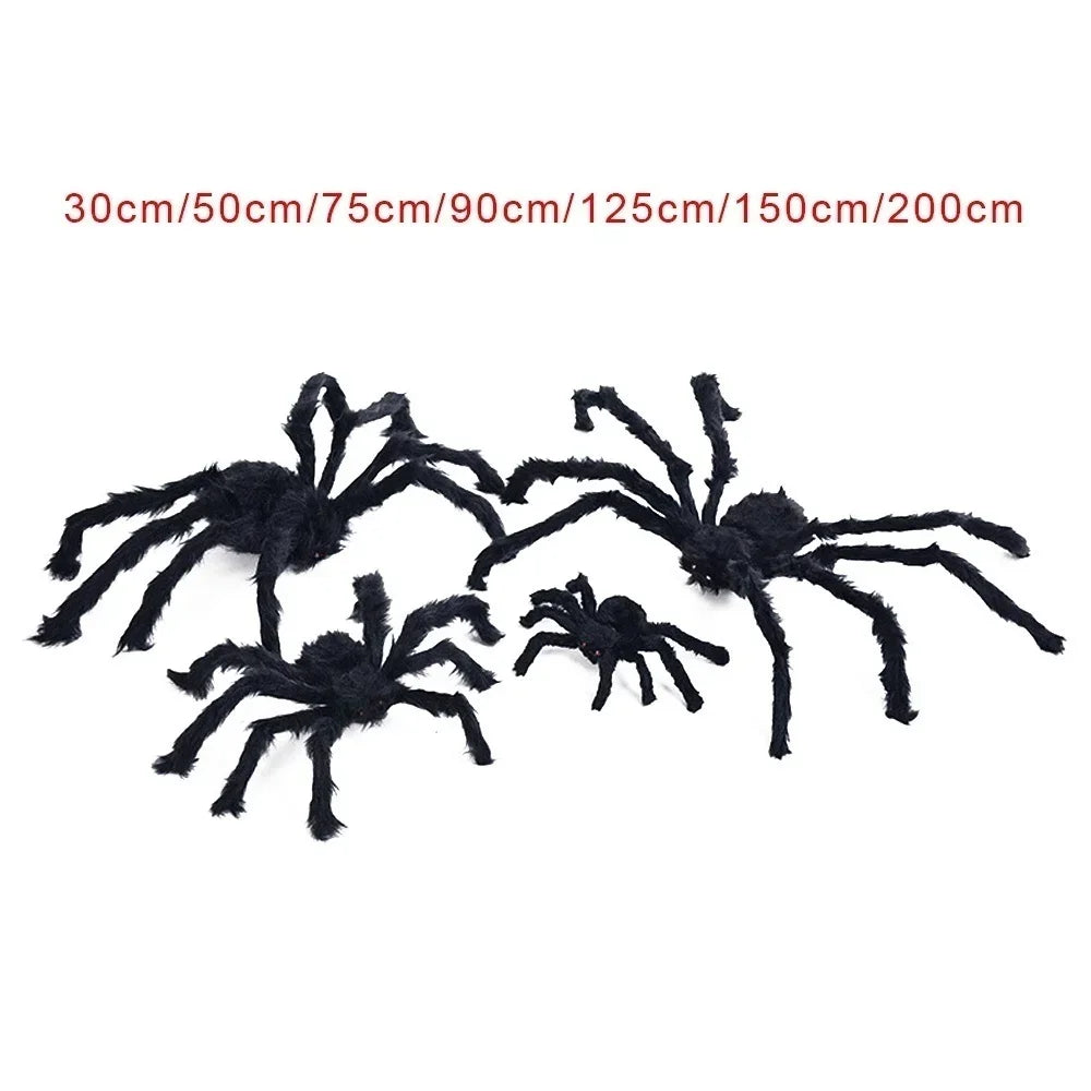 Giant Black Plush Spider Halloween Decoration (Various Sizes)