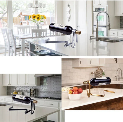 kitchen floating ribbon wine rack